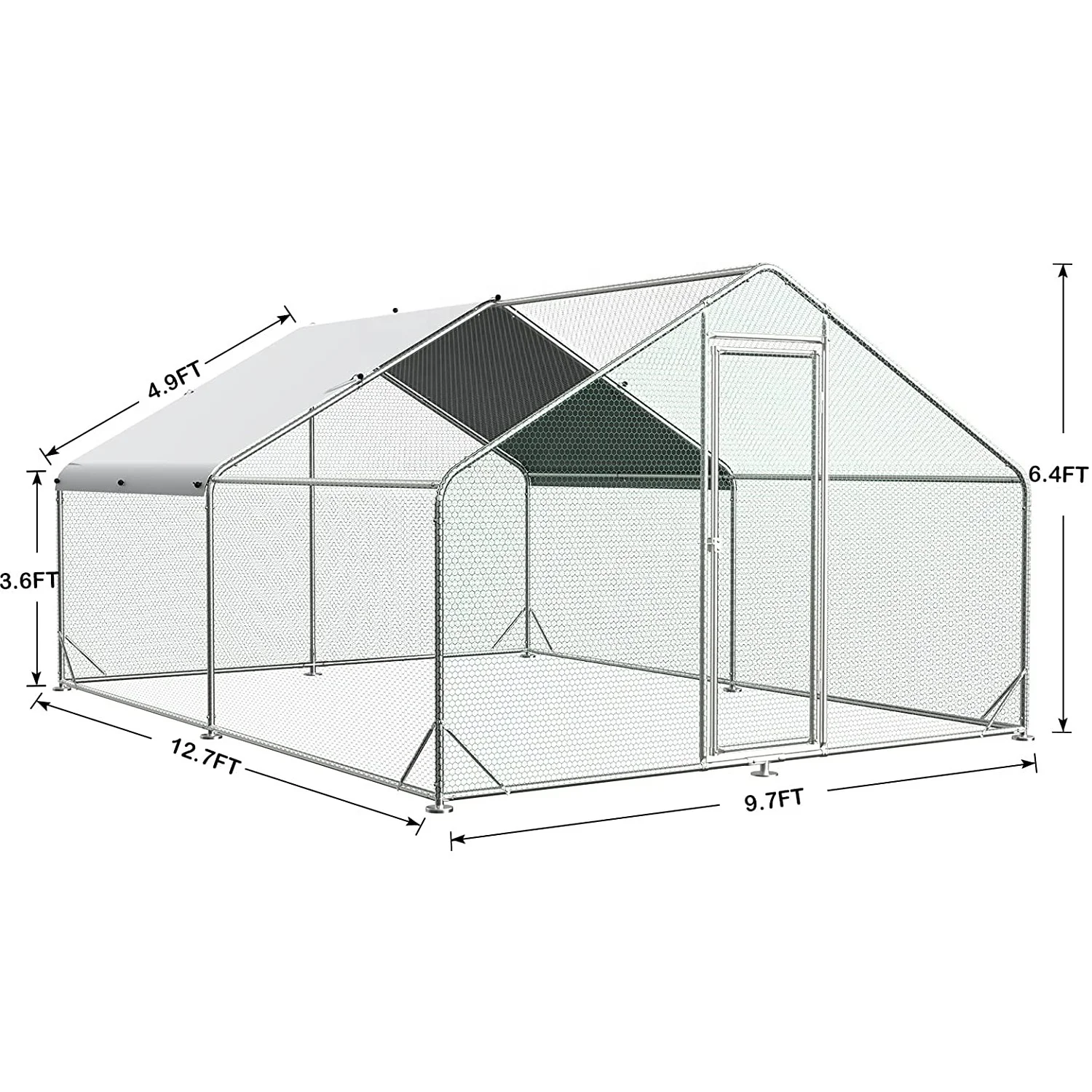 Solid Pattern 4x3x2m Chicken Coop Iron Triangle Shape with Button Closure Breathable Small Animals Chicken Run
