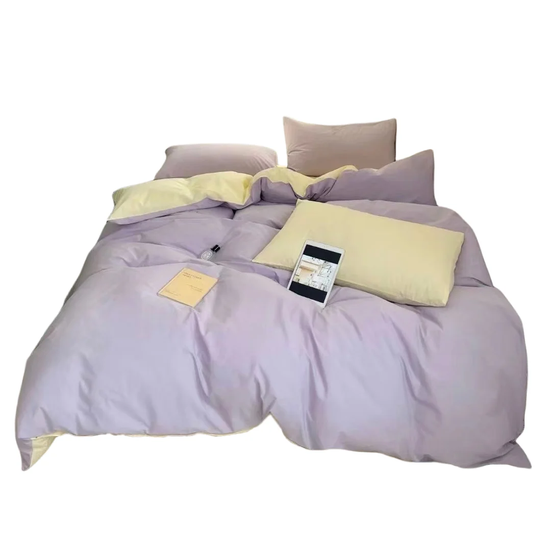 Home Textile 100%Cotton  4 pieces Solid color bedding set