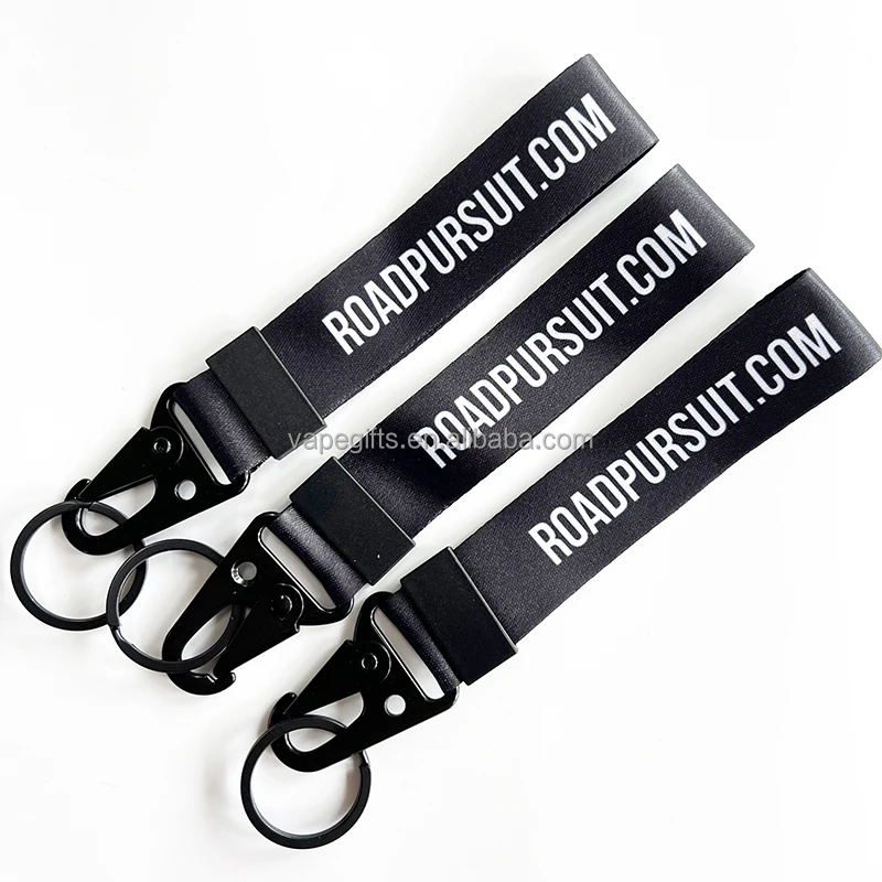 High Quality Custom Logo Keychain with Carabiner Clips Short Lanyard and Key Strap for Promotions