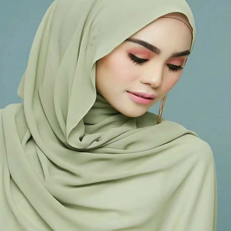 Fashion Monochrome Bubble Scarf Pearl Chiffon Hijabs Female Scarf Shawl Sunscreen Silk Scarf Hijab