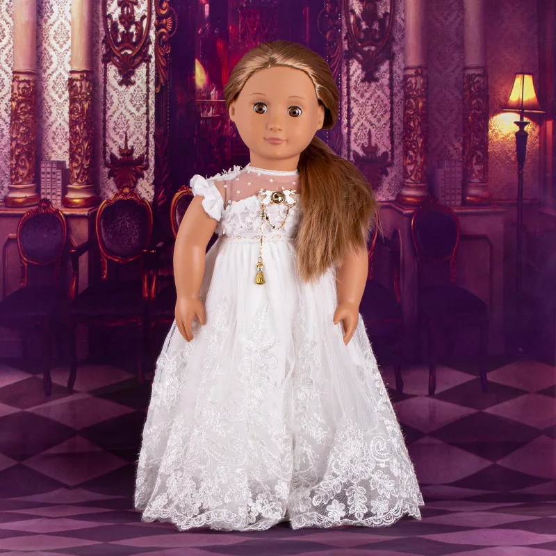 Free Sample 18 inch girl doll dress high quality doll clothes wedding dress