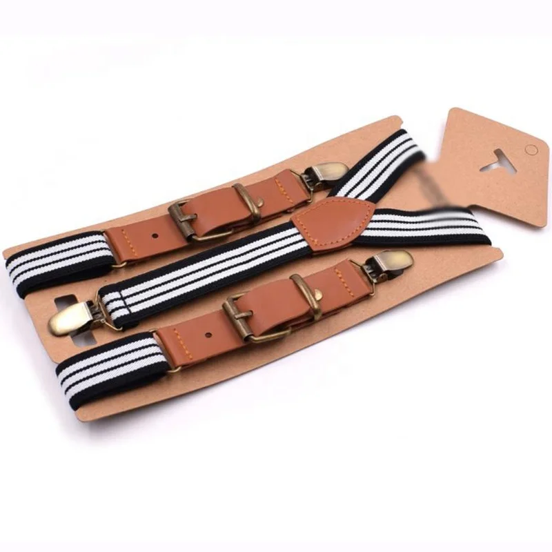 new fashion striped design colorful 3 clips y shape kids children suspenders