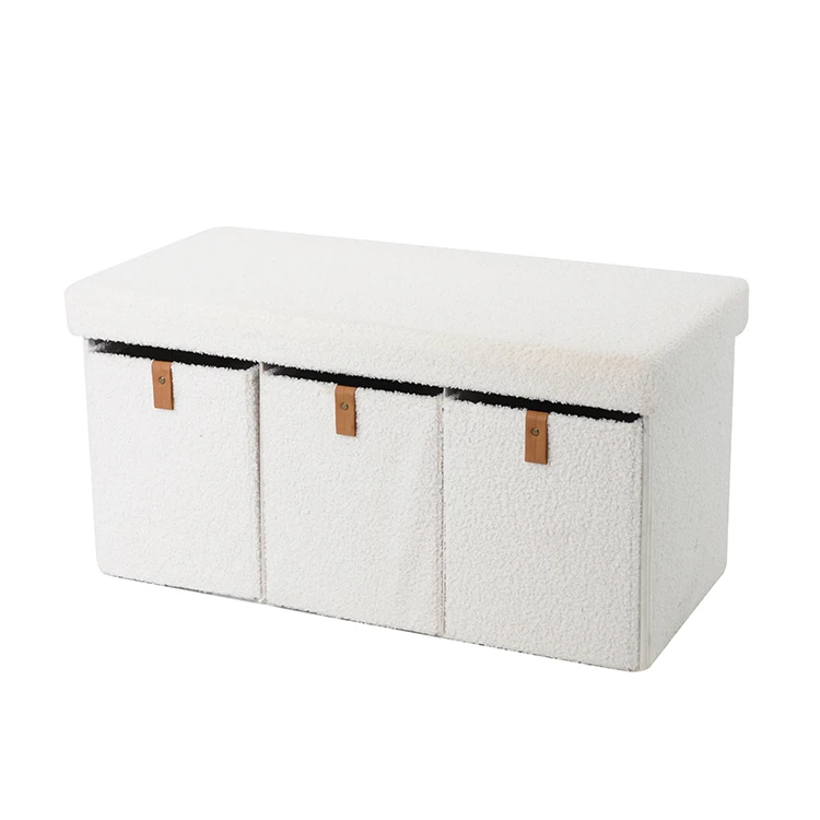 High Quality New Cabinets Creative Design Footstool Folding Ottoman Bench With Clothes Book Storage Box Drawers