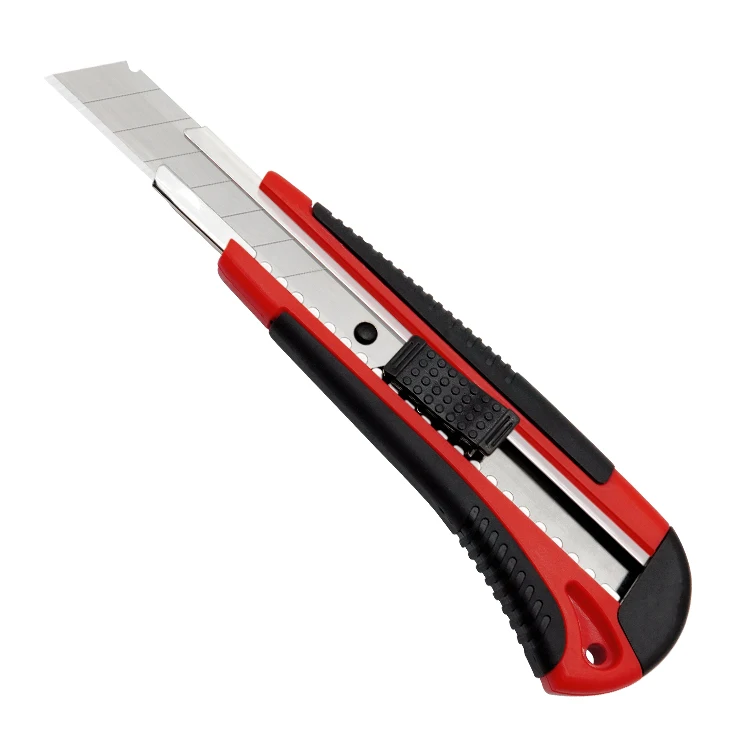 Low price high quality plastic handle retractable stainless steel blade snap off cutter twist lock utility knife