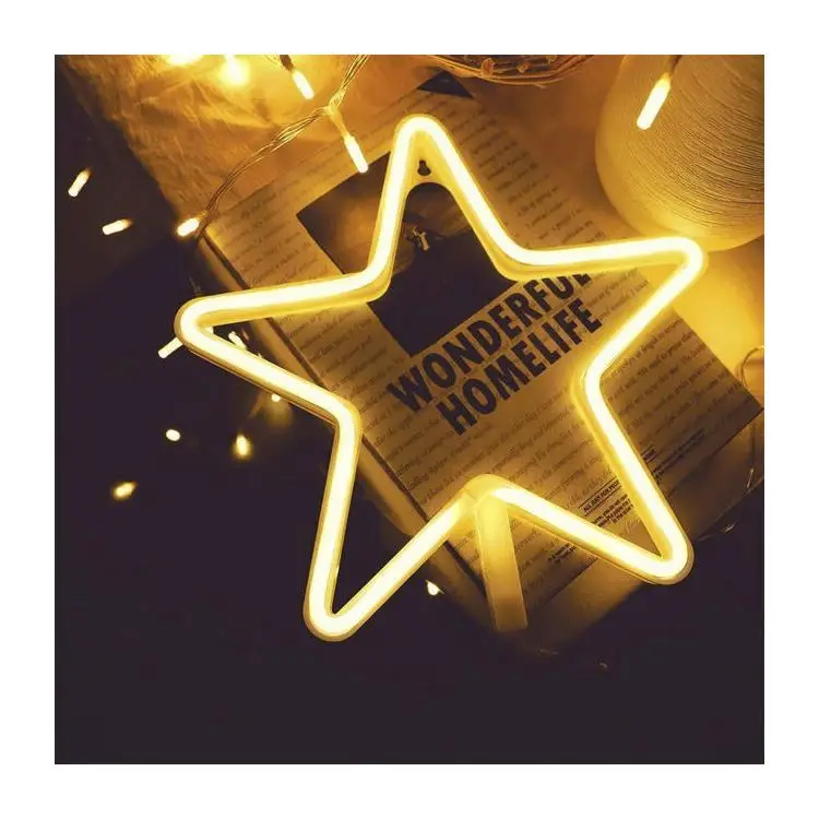 Hot pot star shape neon wall lights letters sign custom usb display