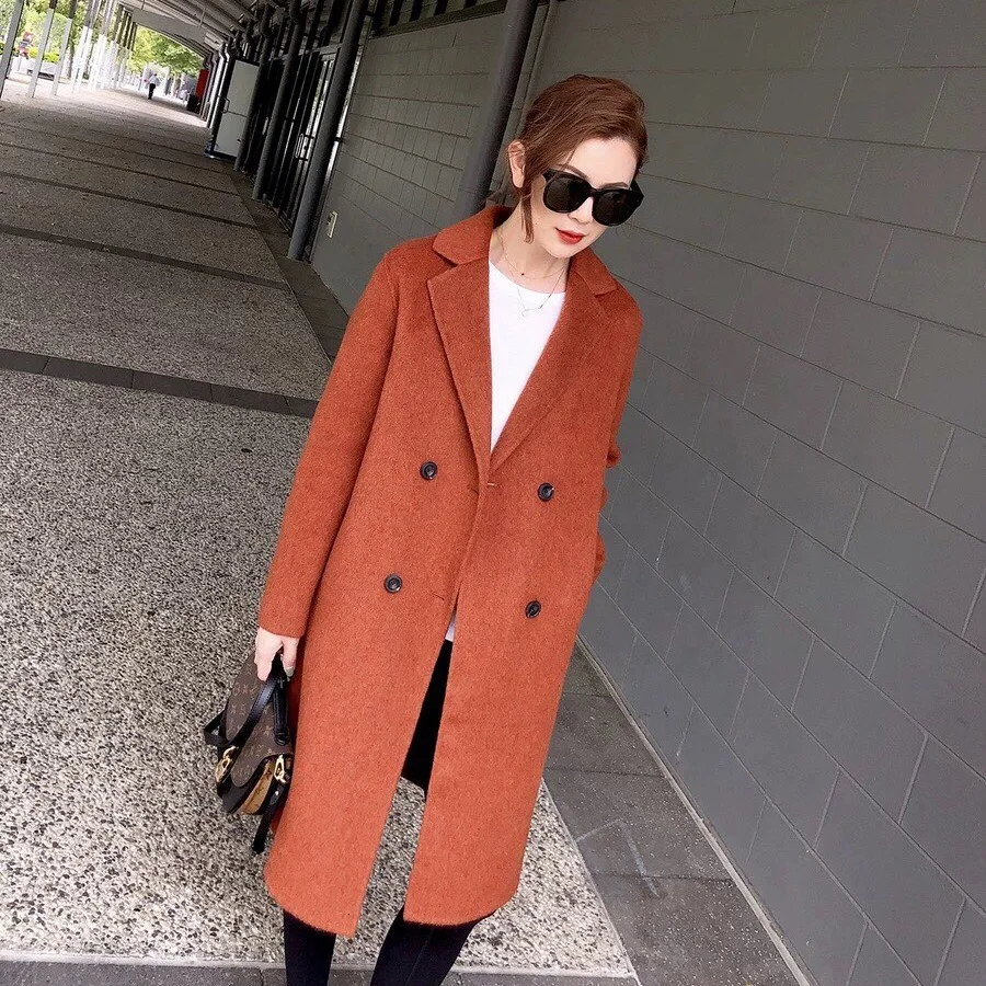 Новый дизайн, двухстороннее кашемировое шерстяное Женское зимнее пальто