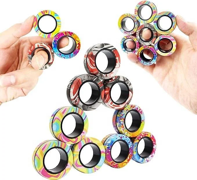 Magnetic Fidget Spinners Rings Idea Anxiety Decompression Fidget Toys For Kid Adult Relief Stress Creative Fidget Spinner Rings