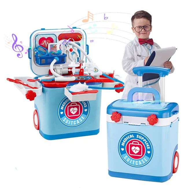 Kids 3 in 1 Educational Doctor Set with Carry Case Pretend Play Plastic Doctor Toys with Music and Light (1600566983179)