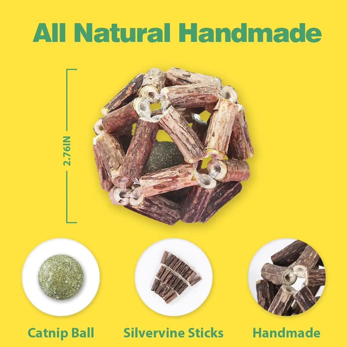 Petdom Catnip Natural Silvervine Stick Bell Ball For Indoor Cleaning Teeth Molar Tools Chew Toy Kitten Scratcher Mint Cat Toy