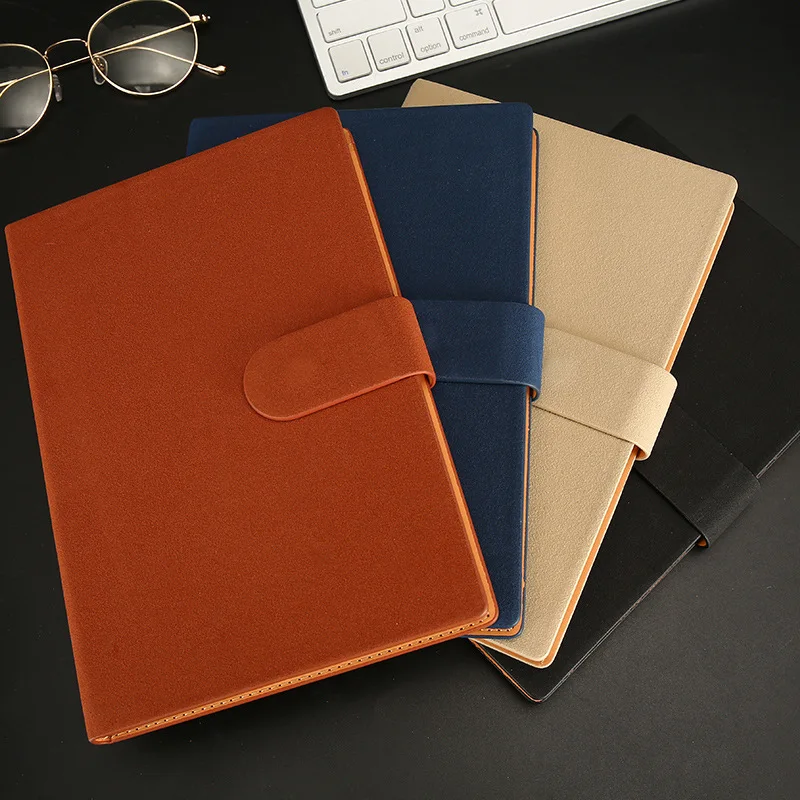Wholesale custom type creative color A5 PU leather notebook magnet button travel business high-end notebook for office
