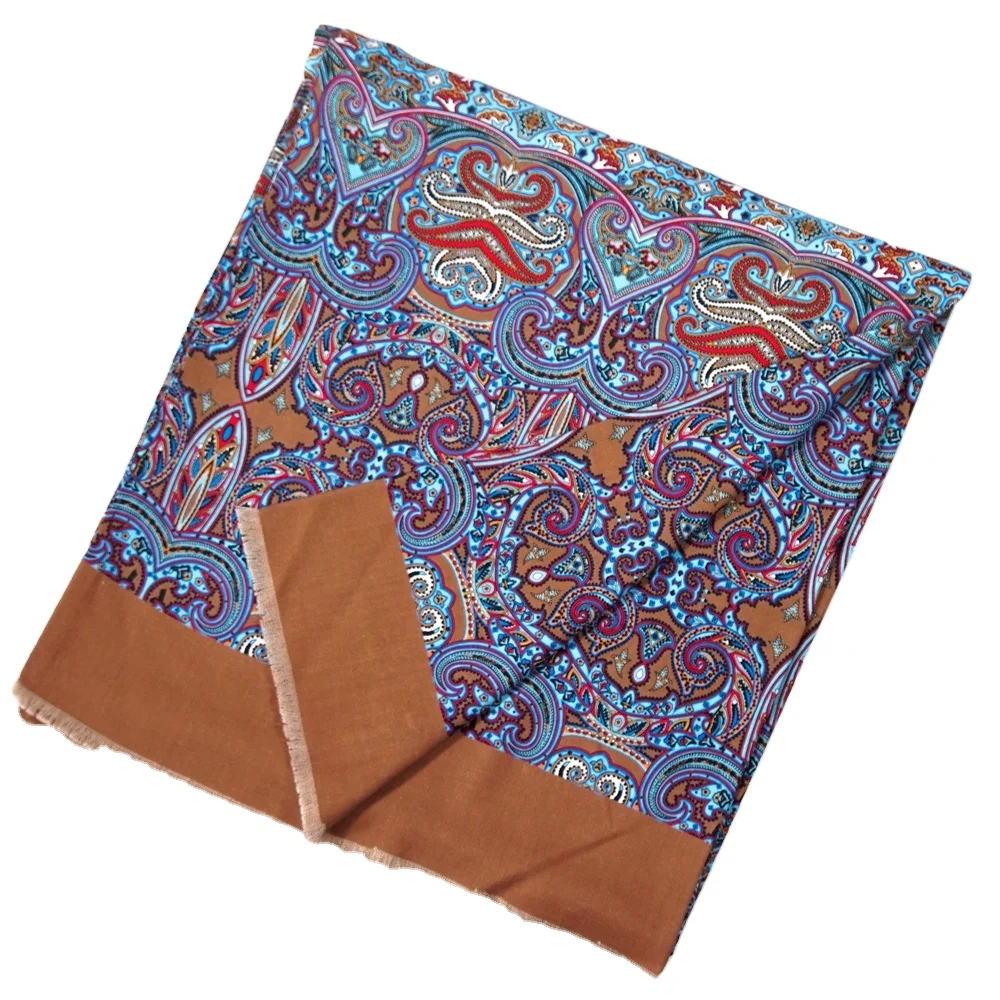 Amz Brand Dynastyle Custom Screen Printing Man Fashion Paisley 100% Pure Silk Scarves Handmade