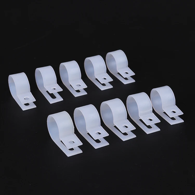 100PIC/BAG Nylon Screw Wire Clips R-type Clip Cable Clamp Fasteners Tubing Clips