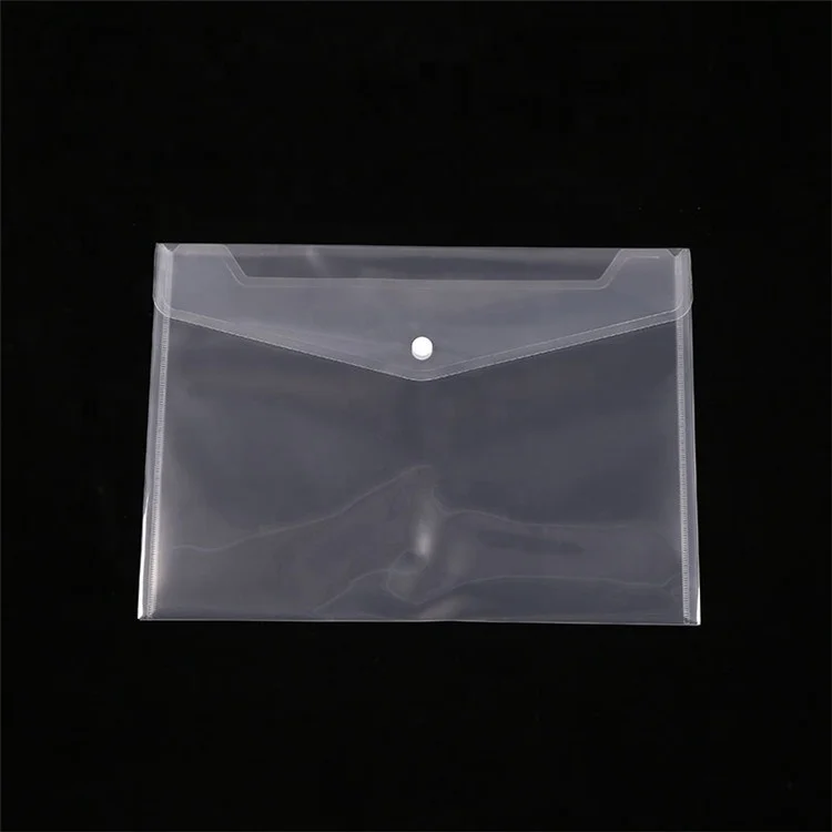 
Factory direct file folder high quality custom A4 pockets clear PP document pouch with button 
