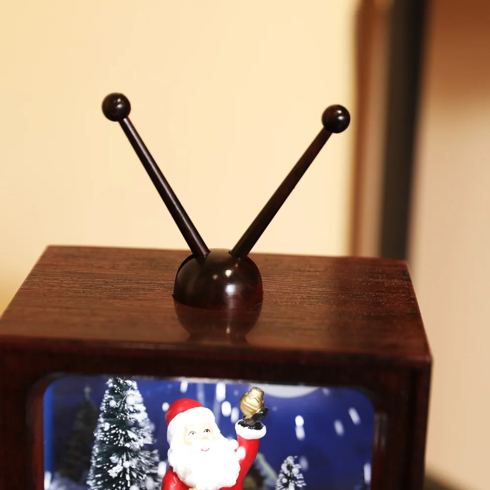 Christmas Snowing TV Battery Operated Gifts with Santa Clause Christmas Table Fireplace Decoration Christmas Gift