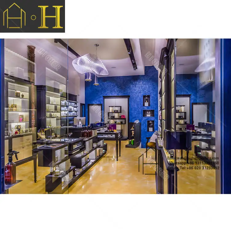 Modern Commercial Cosmetic Showcase Display Wooden Display Cabinet Makeup Shop Interior Design