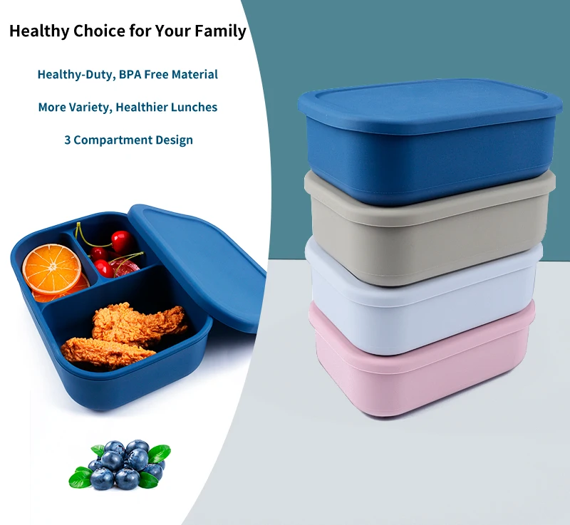 Hot selling Bento Box Container Keeping Dishes Fresh Bento food Box Collapsible silicon baby feeding set