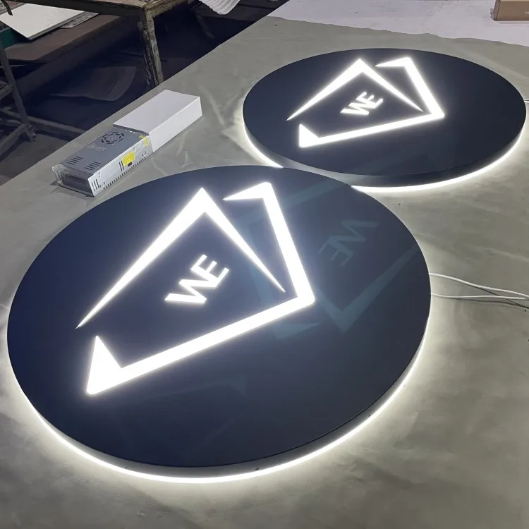 Custom Backlit Restaurant Logo Sign Advertising Led Light Box Circle Wall Single Side Outdoor Rounded Store Signs