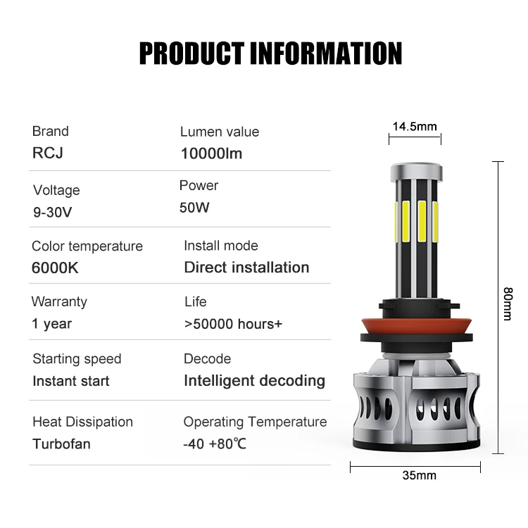 Super Bright luz Led H4 X8 Led Headlight Bulb H11,Led H7 110W luz Led Headlight luces Led Para Autos