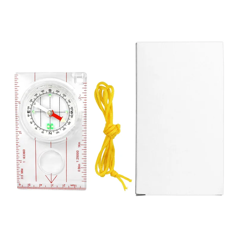 Custom New Products Camping Tools Multifunctional Map Ruler Compass Orienteering Hiking Guide Compass With Lanyard