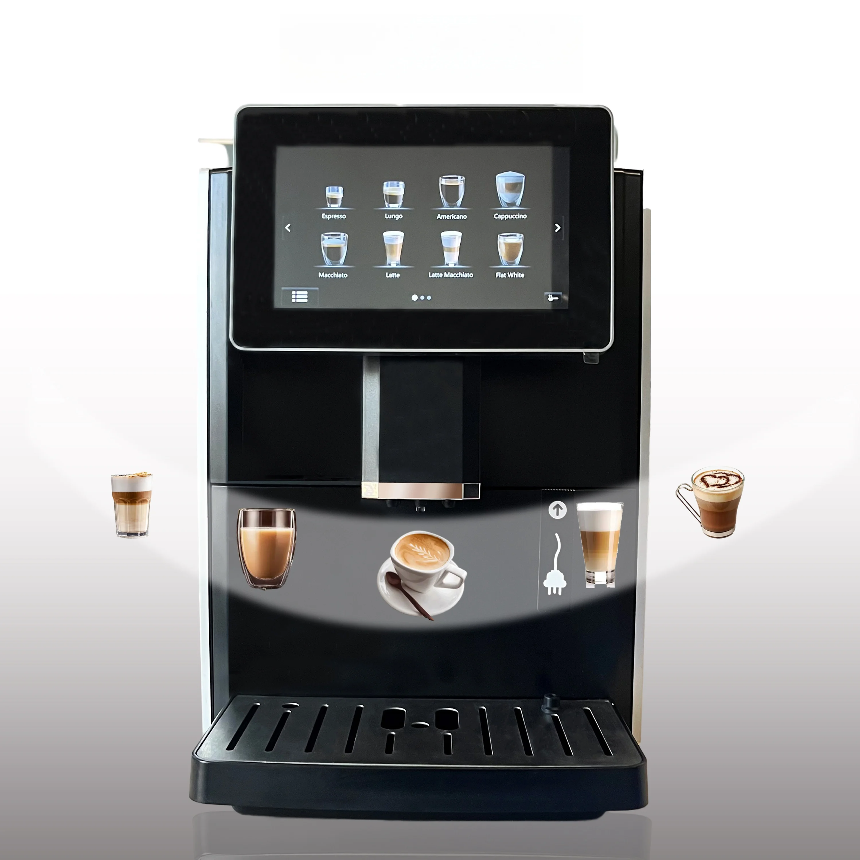 Fully Automatic Digital Italian Espresso Coffee Maker with Stainless Steel Grinder Hotels Cars Household Use Manual Power Source