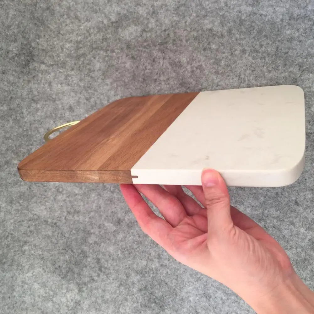 Оптовая продажа, очень популярная Мраморная и деревянная доска с металлической ручкой