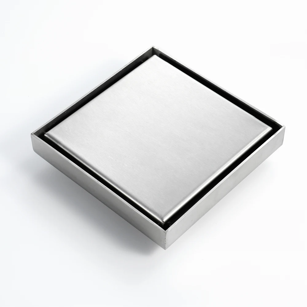 HIDEEP Bathroom Toilet Balcony Anti-odor Drains 15x15cm Square Stainless Steel Brushed Floor Drain