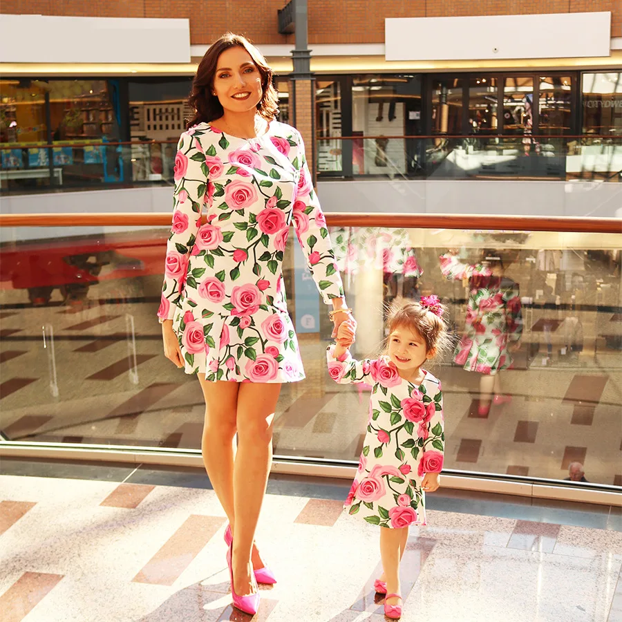 Mommy And Me Outfits Dresses Long Sleeve Mom And Daughter Set Dress Floral Mom And Daughter Set