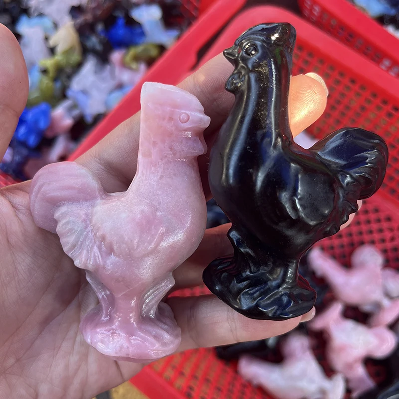 Natural Crystal Wholesale Bulk Crafts Rooster Carving for Spirit Healing Souvenirs Gift