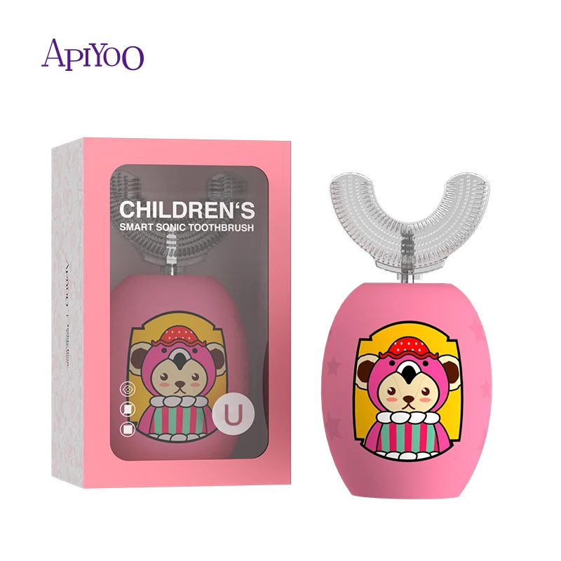 Ipx7 Waterproof 360 Kids Ultrasonic U Shaped Soft Sonic Electric Toothbrush Set