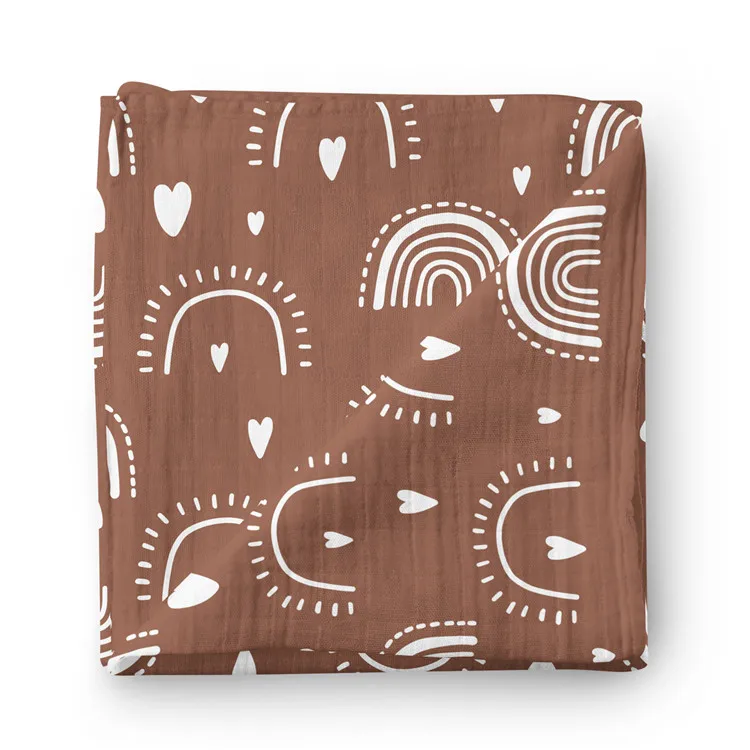 2021 New Arrival Rainbow Baby Bamboo Cotton Muslin Swaddle Wrap Blanket