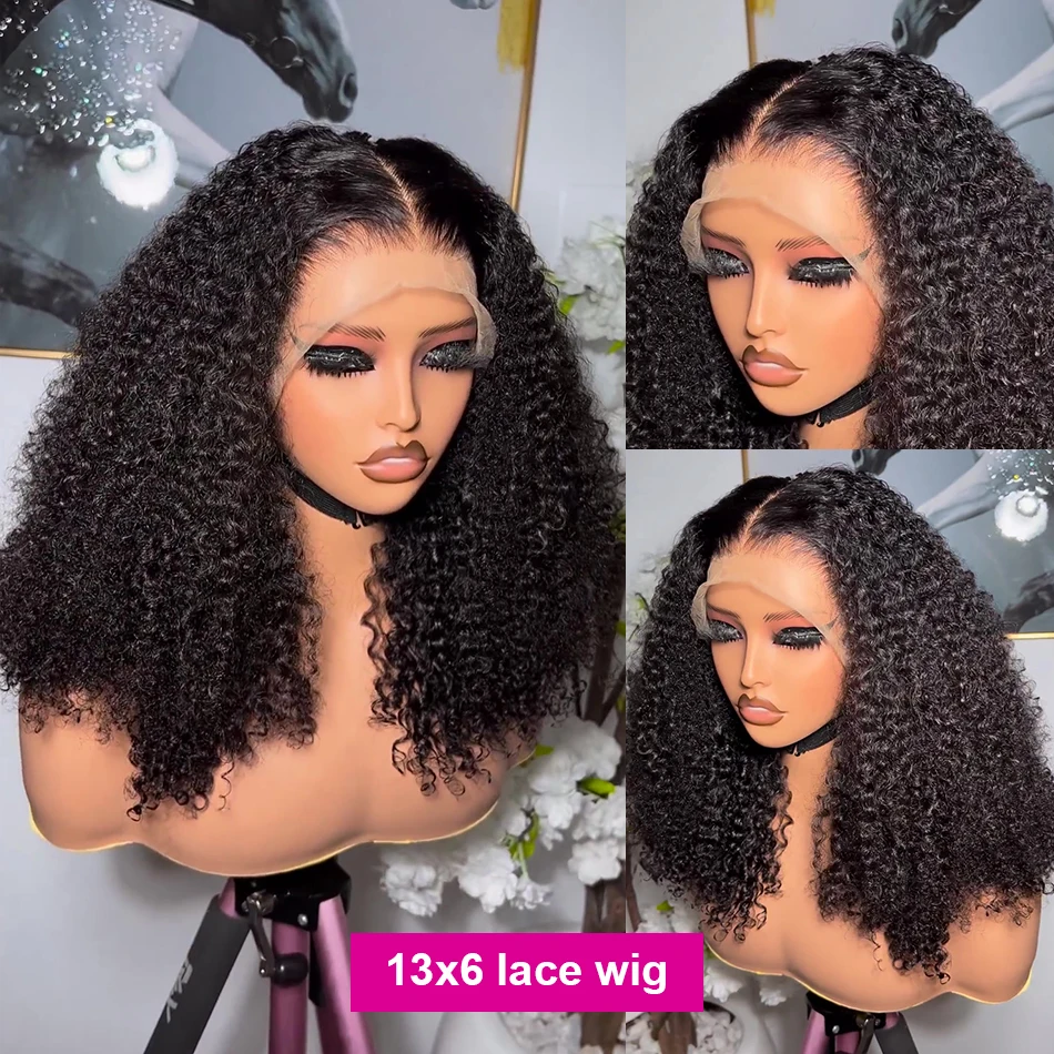 Cheap Kinky Curly Human Hair Short Bob Wigs Human Hair Swiss Lace Front Hd Lace Frontal Wigs 13x6 Hd Human Hair Lace Front Wigs