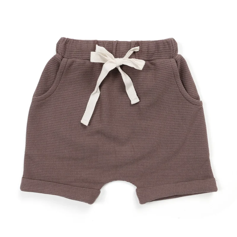 
Wholesale Newborn Baby Clothes Waffle Solid Color Stretch Summer Baby Shorts 