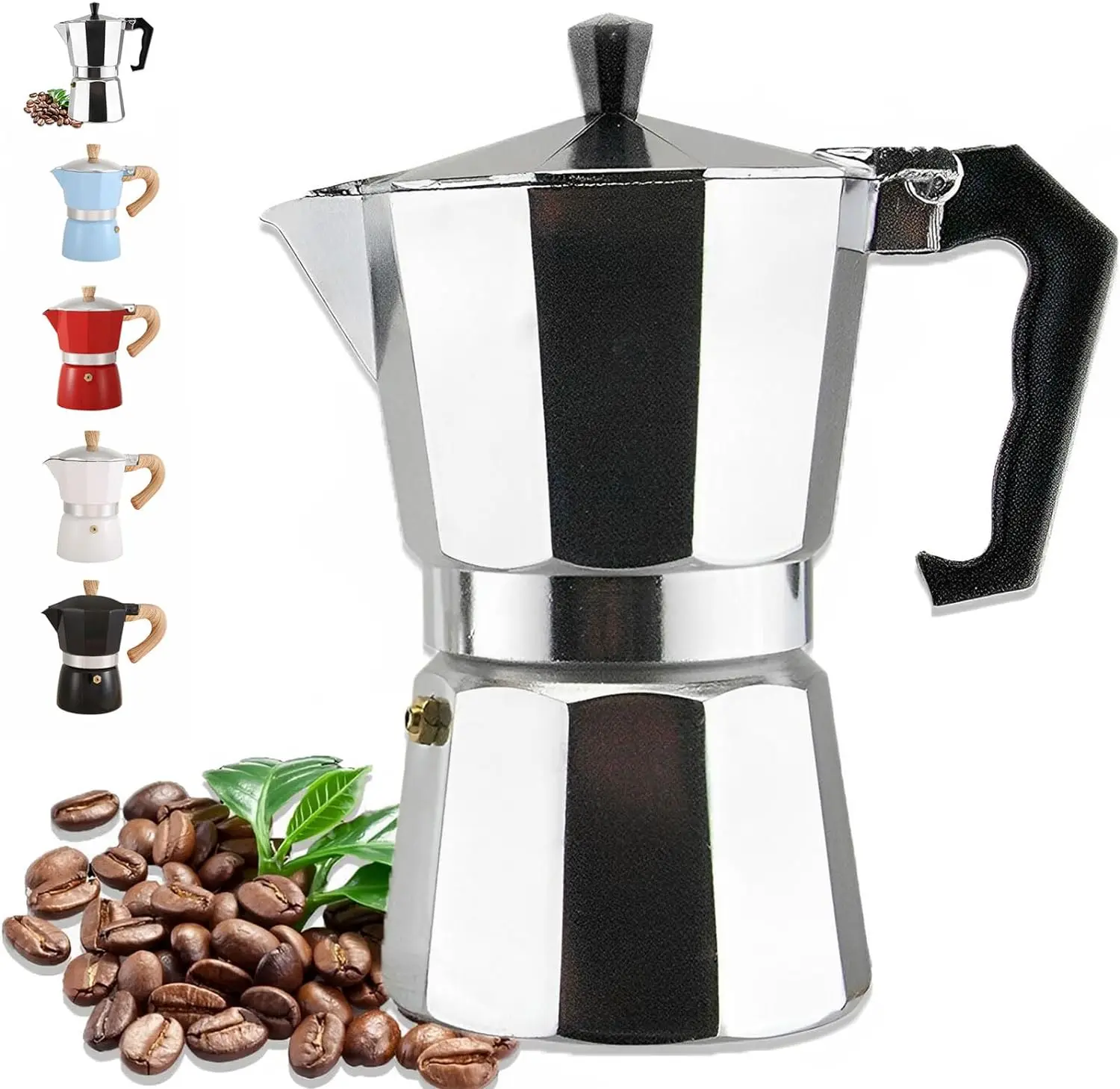 New Moka Coffee Pot Stovetop Espresso Maker Customize Design Aluminium Italian High Quality 6cup Logo