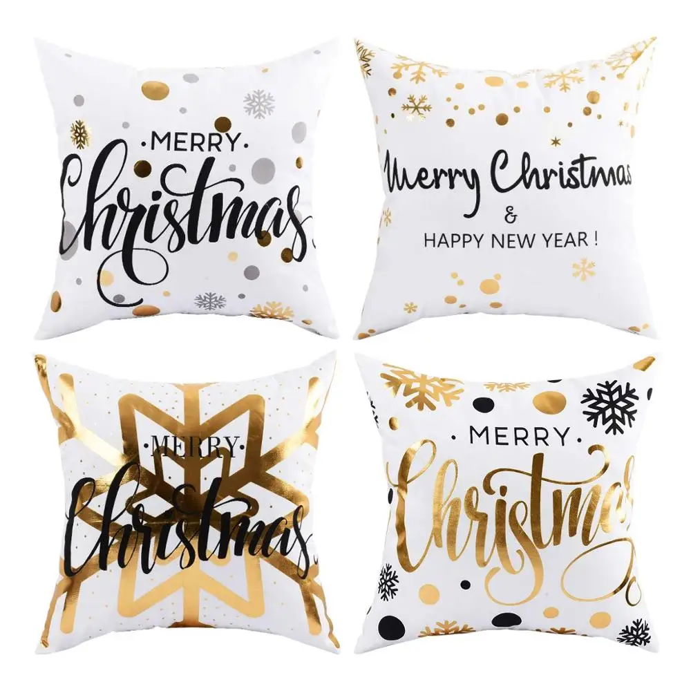 Merry Christmas Pillow Cover  Decorative Pillow Cases Polyester Peach Cushion Case