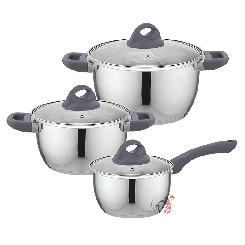 Оптовая продажа, набор для приготовления пищи конической формы из 6 предметов, кастрюля из нержавеющей стали с металлической ручкой из бакелитового материала