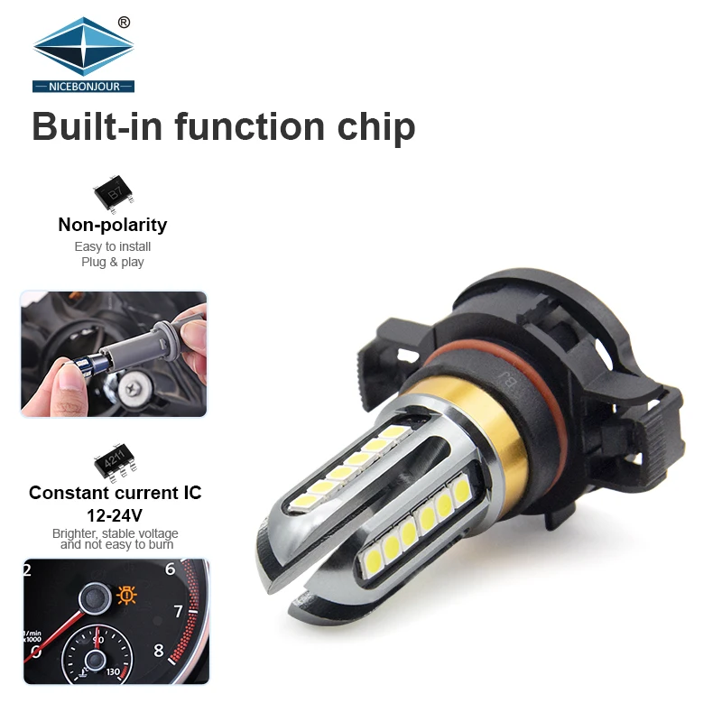 High Brightness Led Car Light H27 H4 H7 H8 H11 9005 HB3 9006 HB4 H16 Fog Light Bulb For 3030 24SMD