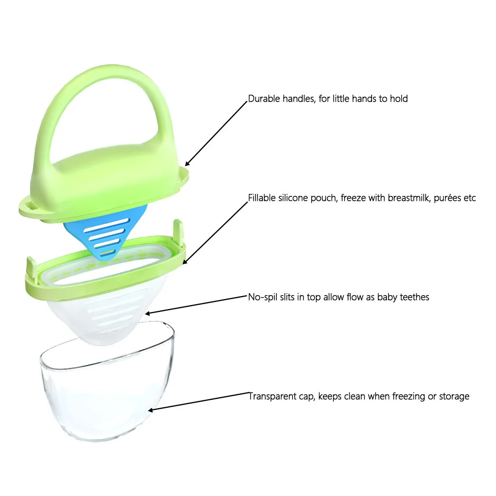 2023 New Design 2-in-1 Baby Food Feeder Pacifier Breastmilk Popsicle Molds Ice Gel Teether Keys for Baby Feeding and Teething