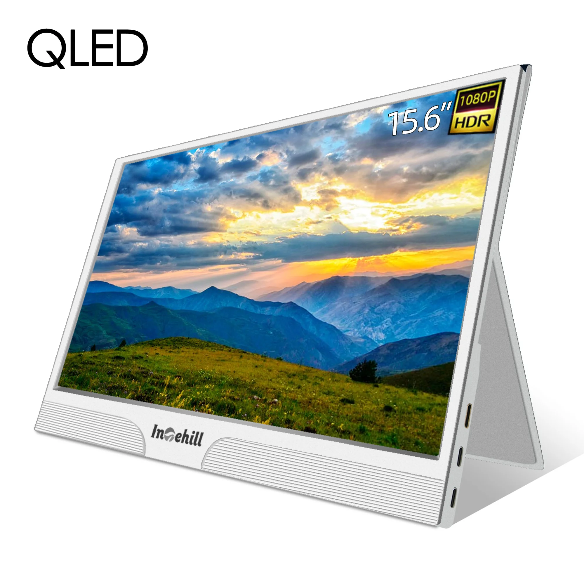 QLED портативный ПК МОНИТОР 15,6 дюймов 1080P светодиодный Компьютерный дисплей в белом цвете