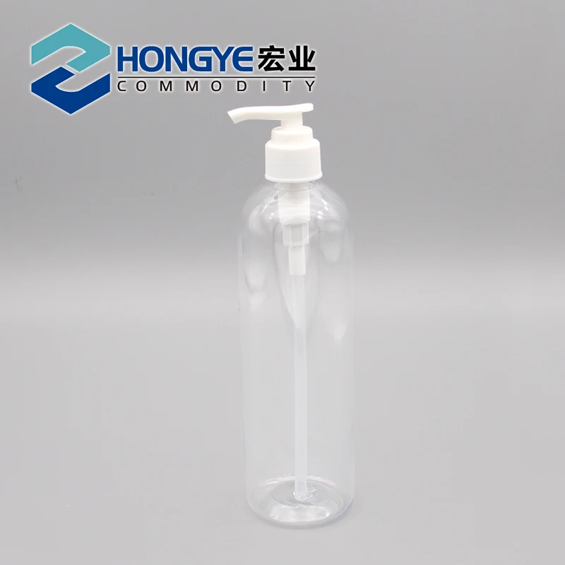300ml 400ml 500ml plastic clear black lotion shampoo pet bottle with pump