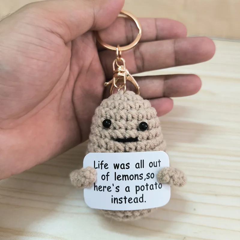 Factory Cute Positive Potato Wool Knitted Doll Mini Home Car Ornament Keychain Gifts Toy Key Pendants