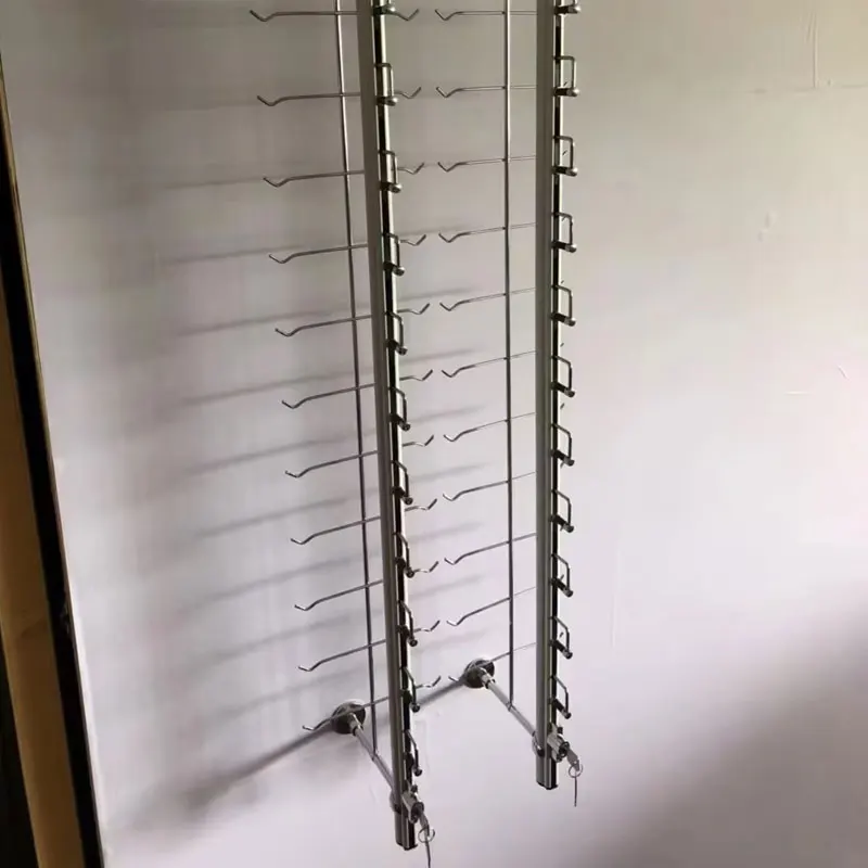YIFAN Wholesale Wall Mounted 9/12/14/16pcs Sun Glasses Display Rack with Lock Optical Shop Eyewear Lockable Display Stand