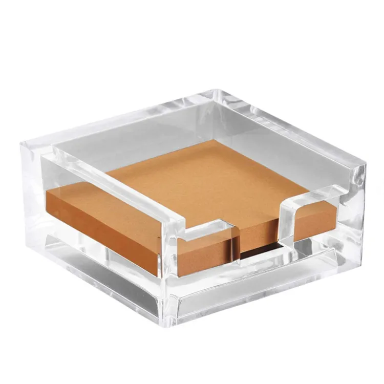 Crystal Clear Acrylic Notepad Holder Sticky Notes Holder for Dorm Room and Office Desk Organization