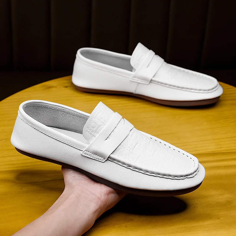 Мужские мокасины из натуральной кожи, повседневная обувь для вождения, лоферы