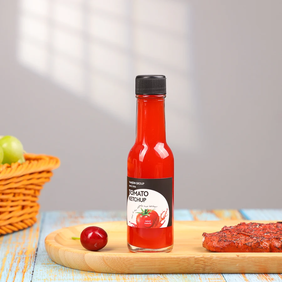 Classic Clear 90/150ml Round Jam Tomato Ketchup Glass Sauce Bottles with Sealed Screw Plastic Lid