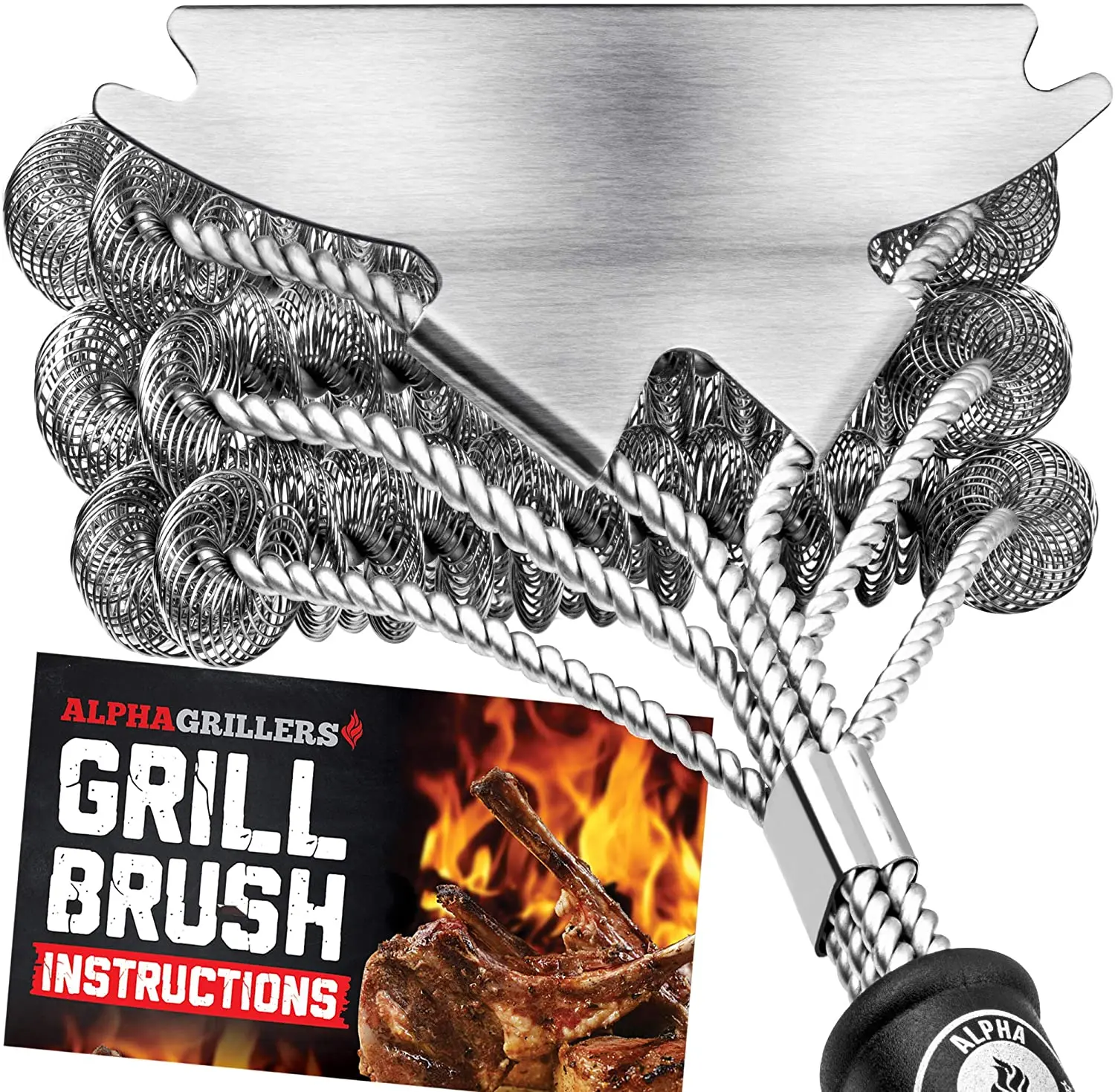Grill Brush and Scraper Bristle Free by Alpha Grillers - BBQ Brush for Grill Cleaning