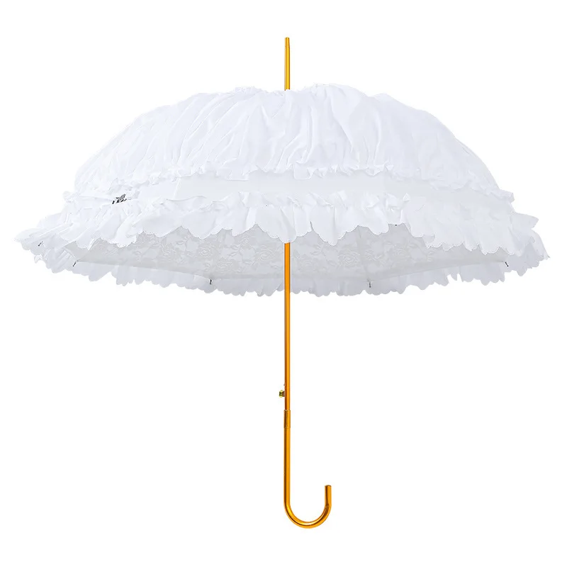 LOTUS High Quality 8 Ribs Pongee Fabric Romantic Dome Shape  Princess Multilayer Umbrella for Wedding