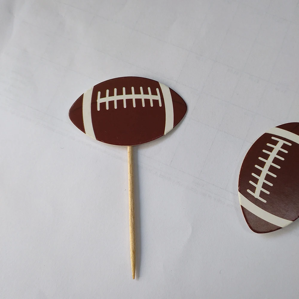 Football theme party supplies Football flag banner Cupcake Toppers Straw kit