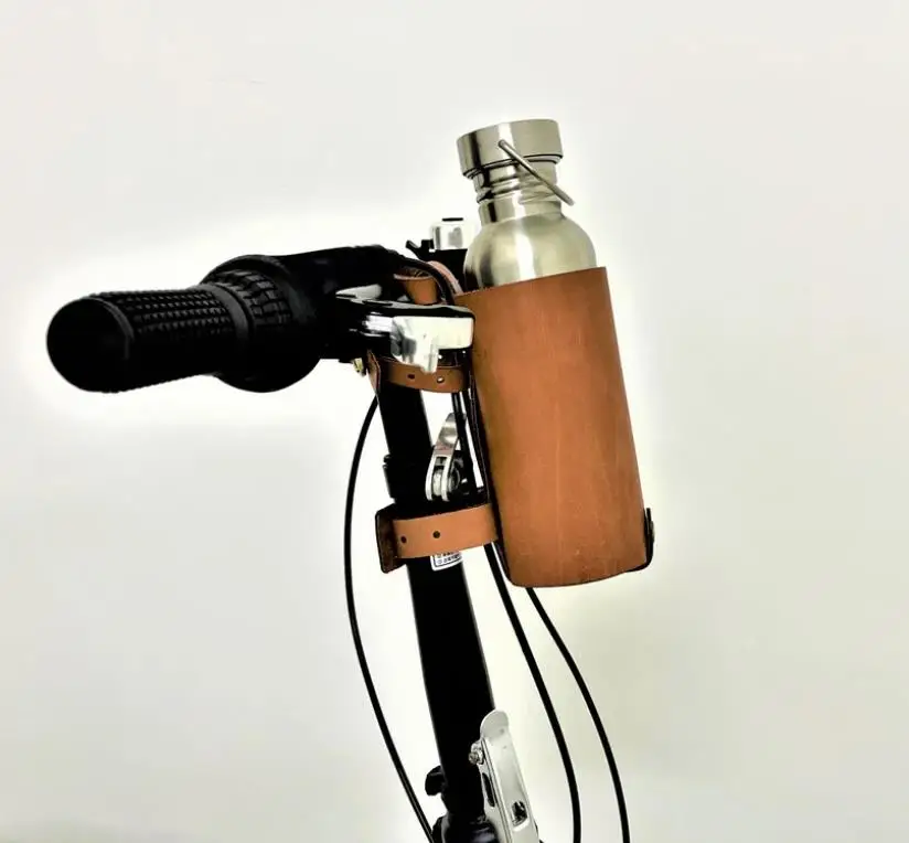 Hot sale Outdoor Cycling Bike Coffee Cup Holder Bicycle Water Bottle Holder Leather Kettle Package Handlebar Bag