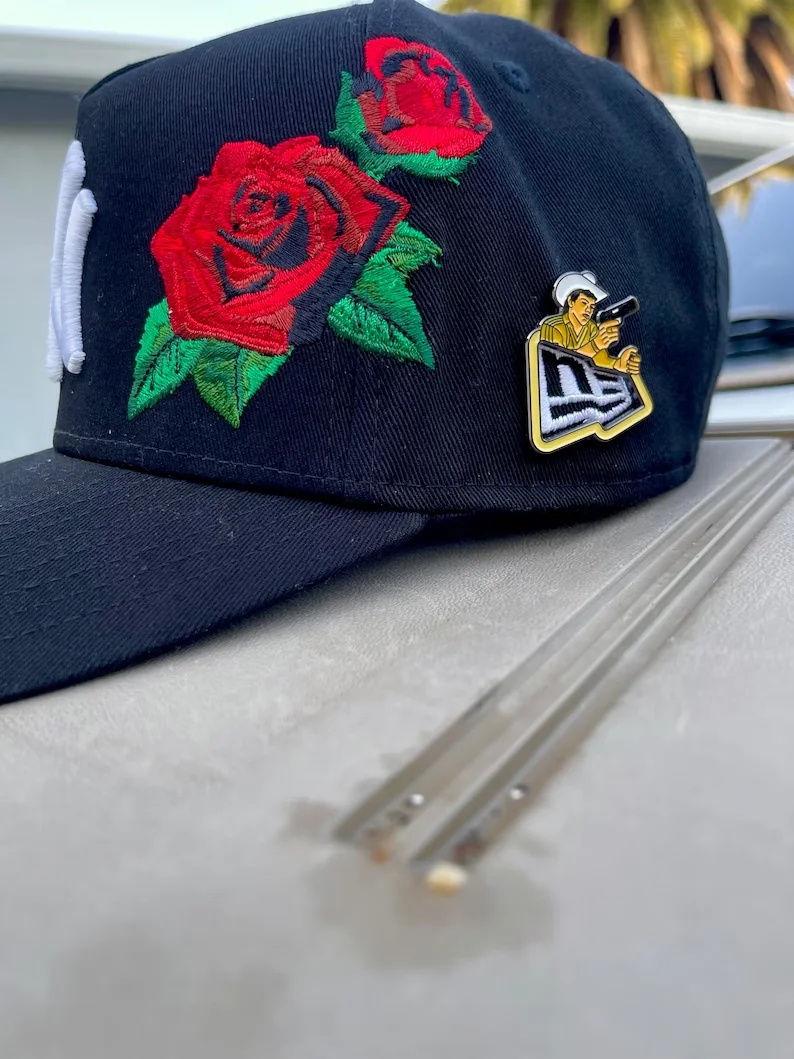 Custom Hot Sale Frame Dye Black Snapback Fitted Hat Pins Chalino Hat Pin