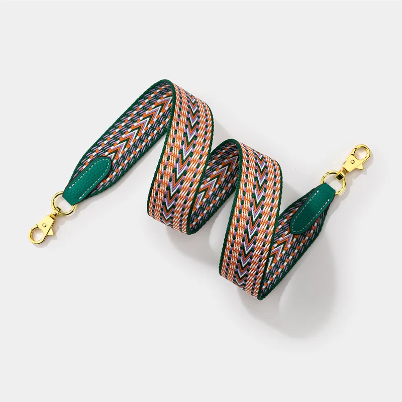 2022 Fashion 3.8 cm Width Contrasting Colors Webbing Leather Ends Cross Body Branded Bag Detachable Shoulder Straps for Purse